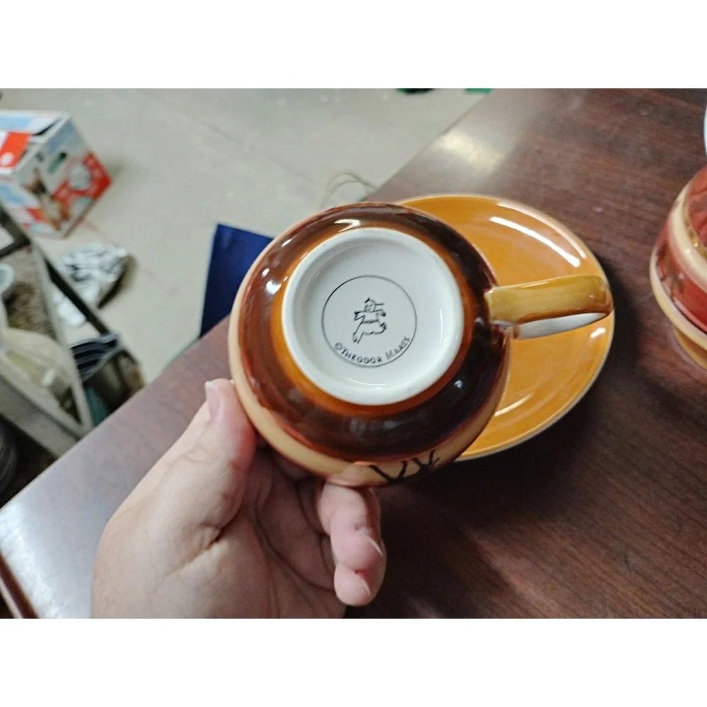 Rare Theodor Maass Safari Teapot Tea Cup Saucer Set Ceramic Germany